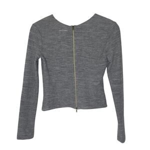 L'agence Gray Cropped Sweater Wool Blend Long Sleeve Back Zip Knit XS
